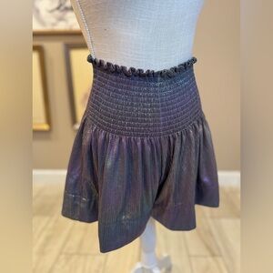 New! QUEEN OF SPARKLES Grey Metallic Rainbow Swing Shorts